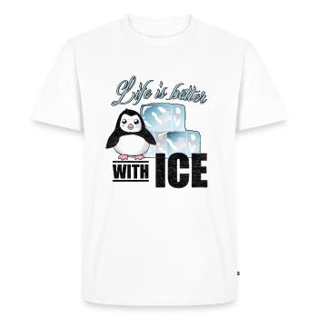 Pingouin Antarctique oiseau animal Arctique glace cube glacé - T-shirt Premium bio Homme - blanc - Devant - Nico (187cm)