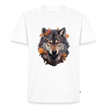 Loup Automne Halloween - T-shirt Premium bio Homme - blanc - Devant - Nico (187cm)