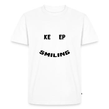 keep smiling - Men's Premium Organic T-Shirt - white - Front - Nico (187cm)