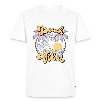 Beach Vibes Tropical Beach Palm Waves Retro - Men's Premium Organic T-Shirt - white - Front - Nico (187cm)