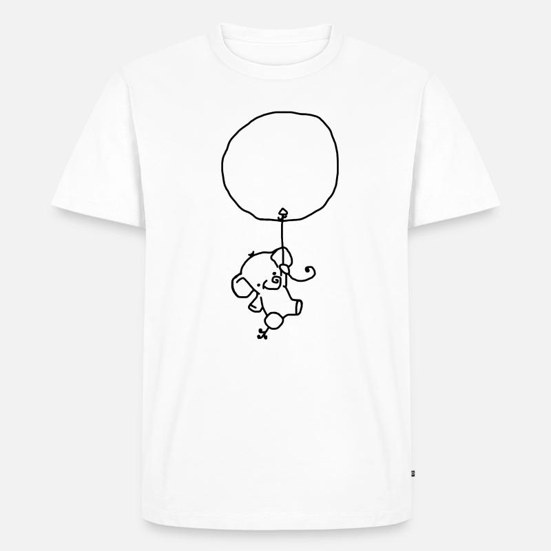 Elefant schwebt an Luftballon - Männer Premium Bio T-Shirt - Weiß