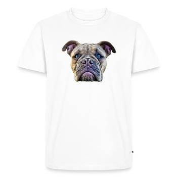 Bulldogge - MEILLEUR Bulldog DAD - Bulldoggen Papa - T-shirt Premium bio Homme - blanc - Devant - Nico (187cm)