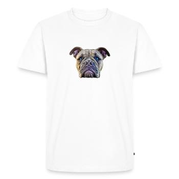 UNE BONNE JOURNÉE COMMENCE avec Coffee & Bulldog - T-shirt Premium bio Homme - blanc - Devant - Nico (187cm)