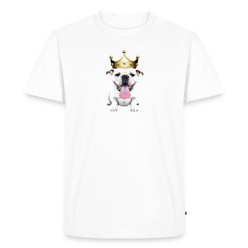 UNE BONNE JOURNÉE COMMENCE avec Coffee & Bulldog - T-shirt Premium bio Homme - blanc - Devant - Nico (187cm)