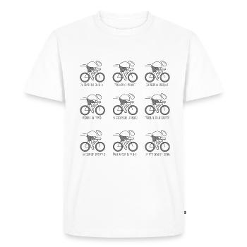 vélo vélos velo velos expression cycliste cyclisme - T-shirt Premium bio Homme - blanc - Devant - Nico (187cm)