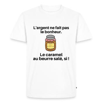 Caramel au beurre salé - T-shirt Premium bio Homme - blanc - Devant - Nico (187cm)