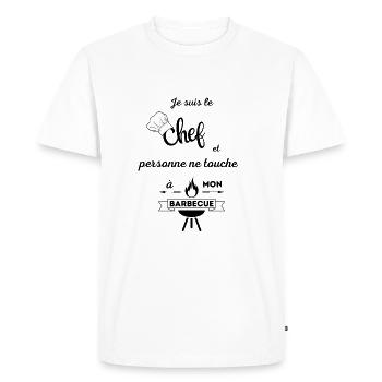 Je suis le chef personne ne touche à mon barbecue - T-shirt Premium bio Homme - blanc - Devant - Nico (187cm)
