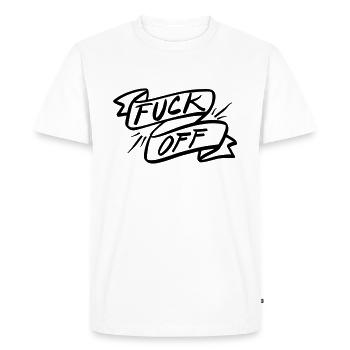 Fuck off! - Men's Premium Organic T-Shirt - white - Front - Nico (187cm)