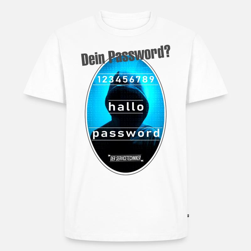Password Kapuze grau - Männer Premium Bio T-Shirt - Weiß