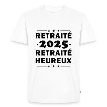 Cadeau retraite 2025 retraité heureux - T-shirt Premium bio Homme - blanc - Devant - Nico (187cm)