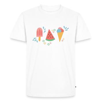 Crème glacée et pastèque pour le printemps et l’été - T-shirt Premium bio Homme - blanc - Devant - Nico (187cm)