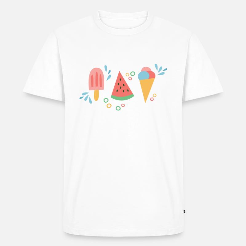 Crème glacée et pastèque pour le printemps et l’été - T-shirt Premium bio Homme - blanc