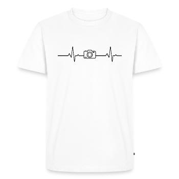 Rhythm of My Heart and Camera - Men's Premium Organic T-Shirt - white - Front - Nico (187cm)