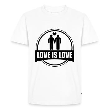 LOVE IS LOVE GAY - Men's Premium Organic T-Shirt - white - Front - Nico (187cm)