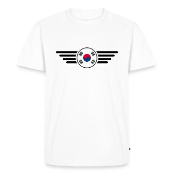 T-shirt design de style sud-coréen - T-shirt Premium bio Homme - blanc - Devant - Nico (187cm)