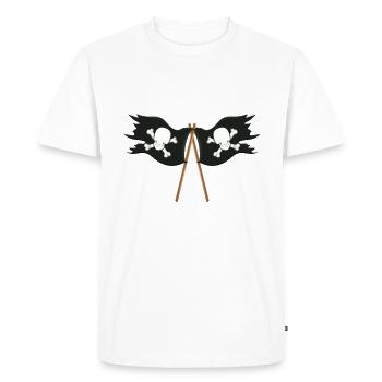 Pirates drapeaux corsaire crâne os cadeau - T-shirt Premium bio Homme - blanc - Devant - Nico (187cm)