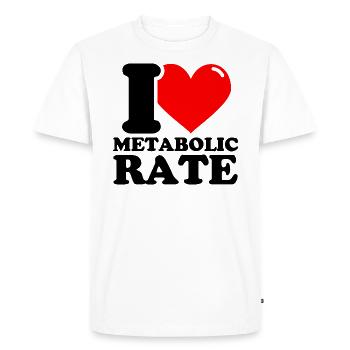J’aime le taux de métabolisme - Haltérophilie de fitness - T-shirt Premium bio Homme - blanc - Devant - Nico (187cm)