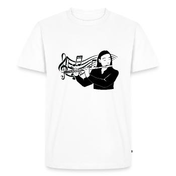 Flutiste de flûte tavernière dessin noir partition - T-shirt Premium bio Homme - blanc - Devant - Nico (187cm)
