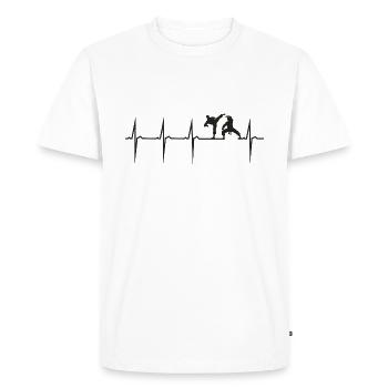 mon cœur bat pour les arts martiaux - T-shirt Premium bio Homme - blanc - Devant - Nico (187cm)