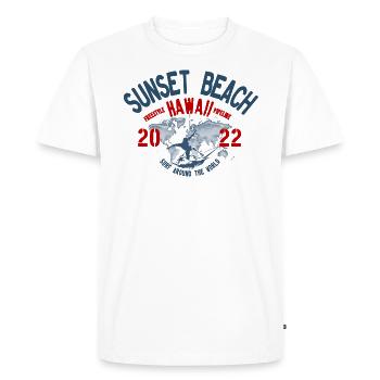 Surf around the world Sunset beach Hawaii blc - T-shirt Premium bio Homme - blanc - Devant - Nico (187cm)