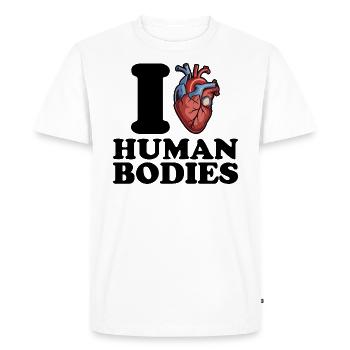 J’aime les corps humains - T-shirt Premium bio Homme - blanc - Devant - Nico (187cm)