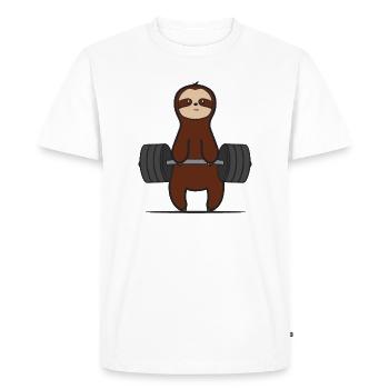 Sloth Deadlifting Powerlifter Funny Gym Entraînement - T-shirt Premium bio Homme - blanc - Devant - Nico (187cm)