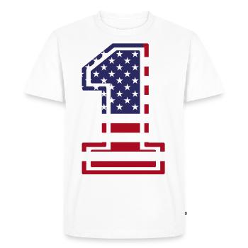 États-Unis - T-shirt Premium bio Homme - blanc - Devant - Nico (187cm)