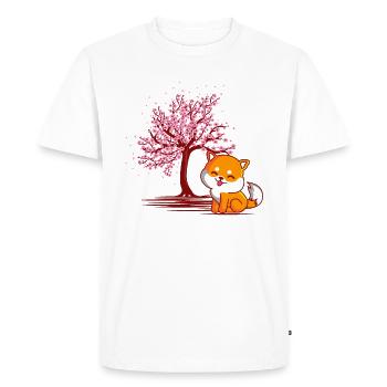 Shiba Inu chien fleur de cerisier japonais - T-shirt Premium bio Homme - blanc - Devant - Nico (187cm)