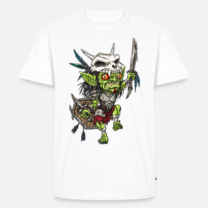 GOBLIN WARRIOR - Männer Premium Bio T-Shirt - Weiß