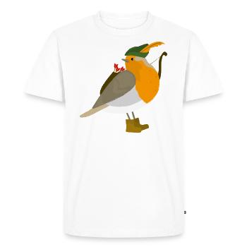 Robin des Bois Rouge-gorge coloré - T-shirt Premium bio Homme - blanc - Devant - Nico (187cm)