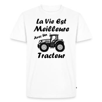 La vie est meilleure avec un tracteur - T-shirt Premium bio Homme - blanc - Devant - Nico (187cm)