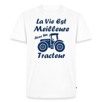 La vie est meilleure avec un tracteur - T-shirt Premium bio Homme - blanc - Devant - Nico (187cm)