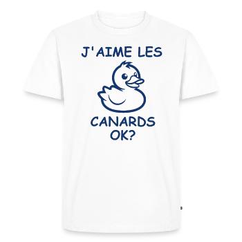 J'aime les canards - T-shirt Premium bio Homme - blanc - Devant - Nico (187cm)