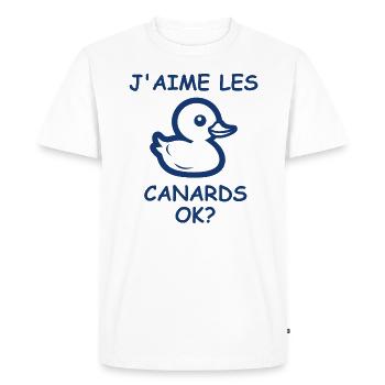 J'aime les canards - T-shirt Premium bio Homme - blanc - Devant - Nico (187cm)