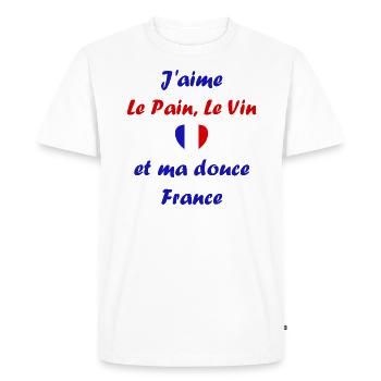 lE PAIN LE VIN LA FRANCE - T-shirt Premium bio Homme - blanc - Devant - Nico (187cm)