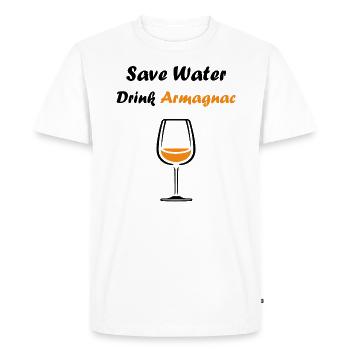Save water drink Armagnac - T-shirt Premium bio Homme - blanc - Devant - Nico (187cm)