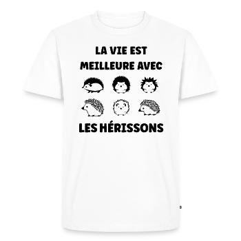 Hérisson - T-shirt Premium bio Homme - blanc - Devant - Nico (187cm)