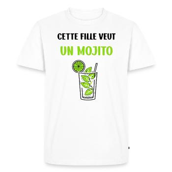 Cette fille veut un mojito - T-shirt Premium bio Homme - blanc - Devant - Nico (187cm)