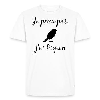 Je Peux Pas J ai Pigeon - T-shirt Premium bio Homme - blanc - Devant - Nico (187cm)