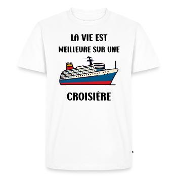 La vie est meilleure sur une Croisière - T-shirt Premium bio Homme - blanc - Devant - Nico (187cm)