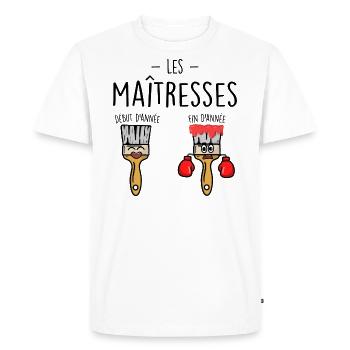 Les maîtresses en début et fin d'année - T-shirt Premium bio Homme - blanc - Devant - Nico (187cm)