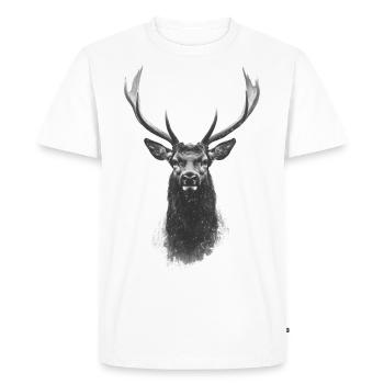 Deer Head Hunter Plain - Men's Premium Organic T-Shirt - white - Front - Nico (187cm)