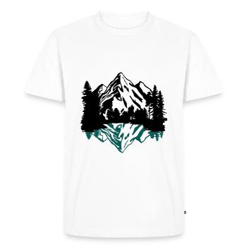 Mountains, forest and reflection in the lake - Men's Premium Organic T-Shirt - white - Front - Nico (187cm)