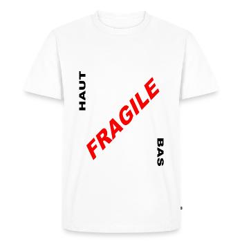 FRAGILE - T-shirt Premium bio Homme - blanc - Devant - Nico (187cm)
