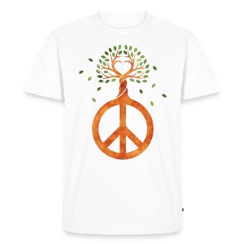Peace For Trees - Flower Power Heart 1 - Men's Premium Organic T-Shirt - white - Front - Nico (187cm)