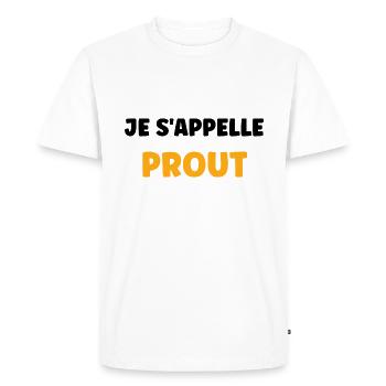 Je s'appelle prout - T-shirt Premium bio Homme - blanc - Devant - Nico (187cm)