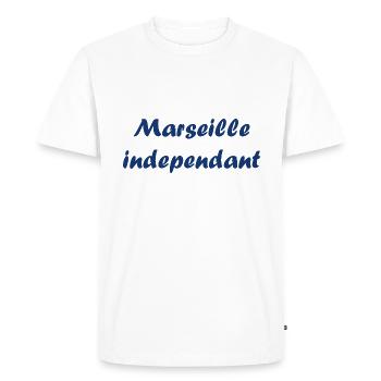 Marseille indépendant - T-shirt Premium bio Homme - blanc - Devant - Nico (187cm)