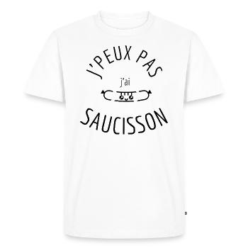 J’peux j’ai Saucisson - T-shirt Premium bio Homme - blanc - Devant - Nico (187cm)