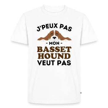 Chien de Race Basset Hound - T-shirt Premium bio Homme - blanc - Devant - Nico (187cm)