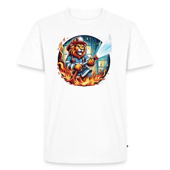 Lion, Pompier, Pompier, Flammes, Héros - T-shirt Premium bio Homme - blanc - Devant - Nico (187cm)